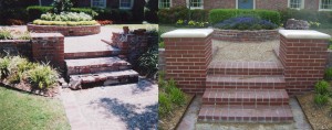Masonry repair steps and coulmns